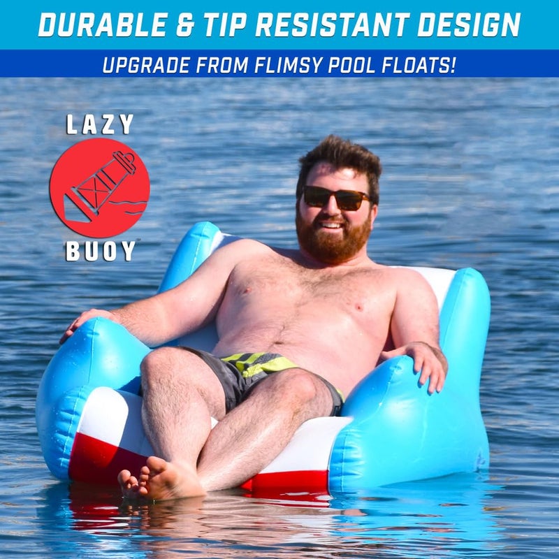 GoFloats Lazy Buoy Floating Pool Lounge Chair with Cup Holders for Adults - The Most Comfortable Pool Chair Float EVER - Image 2